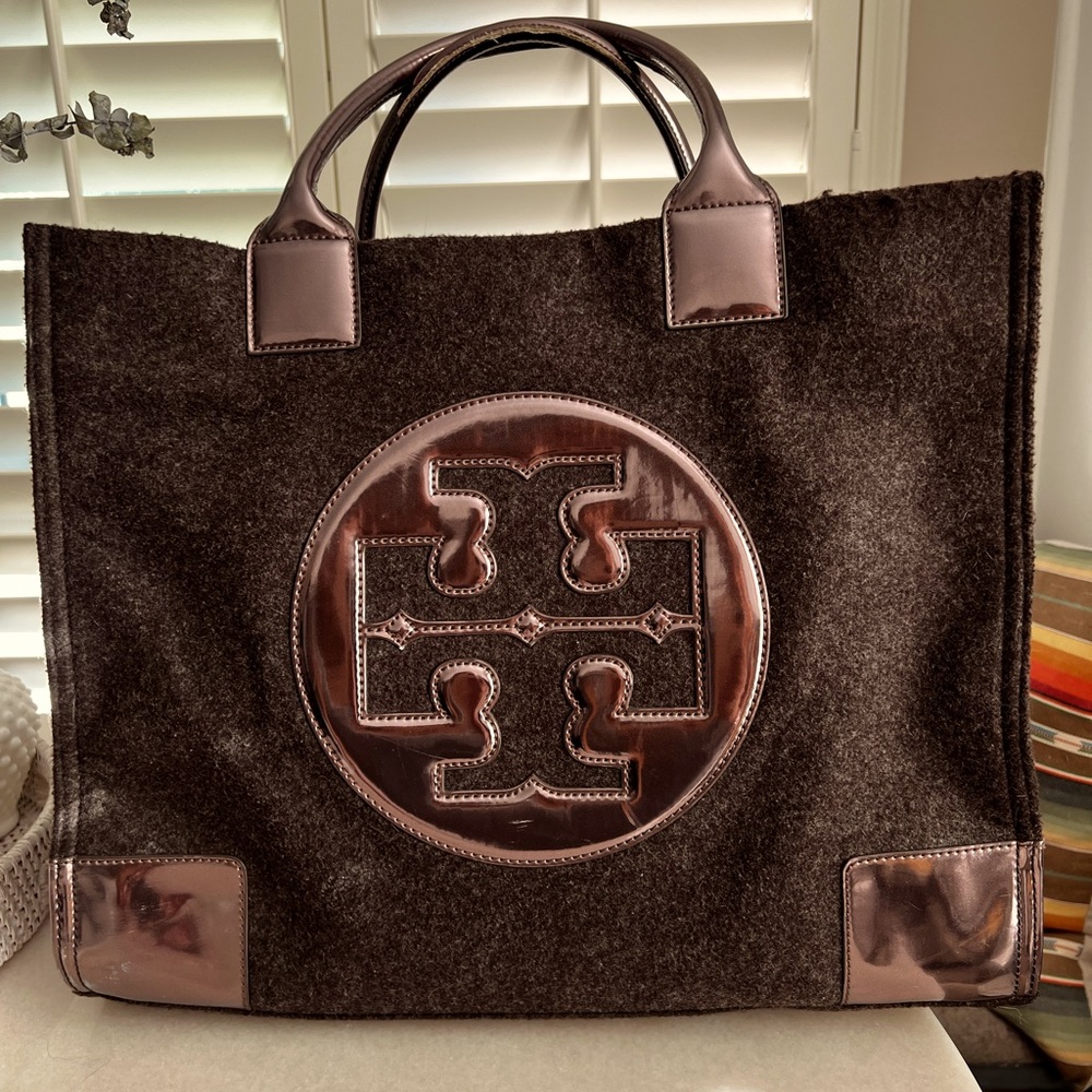 ***SOLD****Tory Burch Ella Wool Tote in Bronze